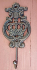 VTG RUSTIC CAST IRON WALL MOUNTED HOOK CROWN DESIGN picture
