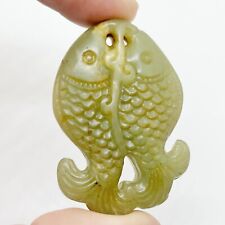 Beautiful Vintage Chinese Pendant Hand Carved Of Jade Or Stone — Pair Of Fish picture
