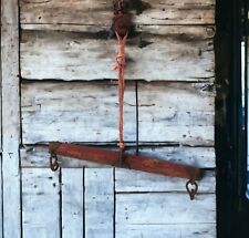 Vintage Antique Cast Iron Wood Butchers Double Hook Game Hanger Hog Leg Spreder picture