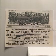 1892 Forest & Stream Rod & Gun Rare $19.50 Winchester Repeater Rifle Ad Poster picture
