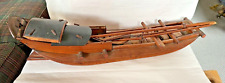 Antique Early Chinese Handmade Wood Junk Boat Ship Model, 26
