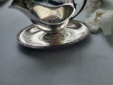 Vintage Silver Plated Gravy Boat With Handle Attached Plate Marked JPR picture