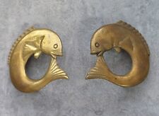 Vintage Brass Fish Drawer Pulls 2