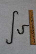 antique hand forged iron fireplace pot hook 11 in / beam hook 3 in. 2 pcs  picture